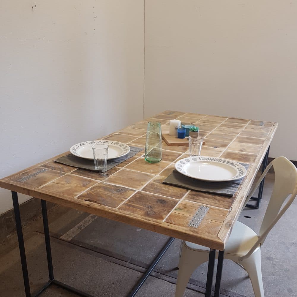 Cornwall dikte Negen Steigerhouten tafel mozaïek | Ambacht | Eettafels | Maikku